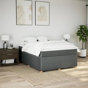 Κρεβάτι Boxspring με Στρώμα Σκούρο Γκρι 140x190 εκ. Υφασμάτινο - Γκρι