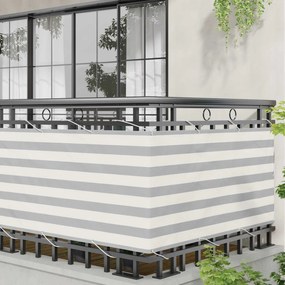 vidaXL Οθόνη Μπαλκονιού Ανοιχτό Γκρι και Λευκό 75 x 1000 cm