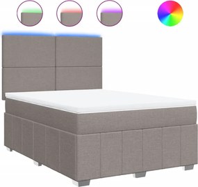 vidaXL Κρεβάτι Boxspring με Στρώμα Taupe 140x200 εκ. Υφασμάτινο