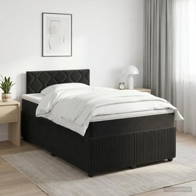 vidaXL Κρεβάτι box spring με στρώμα Μαύρο 120 x 190 cm Βελούδο