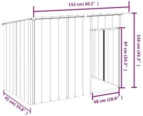 Σπιτάκι Σκύλου με Οροφή Ανθρακί 153x91x110 εκ Γαλβαν. Χάλυβας - Ανθρακί