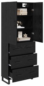 vidaXL Highboard με συρτάρι 2 pcs Μαύρη Οξυά Σύνθετο Ξύλο και Γυαλί