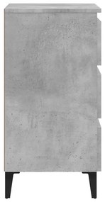 Κομοδίνo Γκρι Σκυροδέματος 40 x 35 x 69 εκ. με Μεταλλικά Πόδια - Γκρι