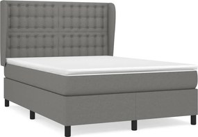 vidaXL Κρεβάτι Boxspring με Στρώμα Σκούρο Γκρι 140x200 εκ Υφασμάτινο