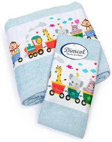 Πετσέτες Βρεφικές Train 345 (Σετ 2τμχ) Sky Blue DimCol Towels Set 70x140cm 100% Βαμβάκι