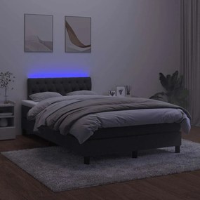 vidaXL Κρεβάτι Boxspring με Στρώμα & LED Μαύρο 120x190 εκ. Βελούδινο