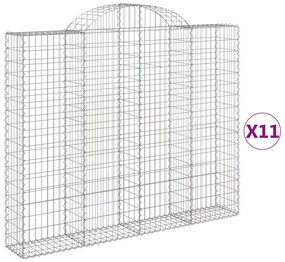 vidaXL Συρματοκιβώτια Τοξωτά 11 τεμ. 200x30x160/180 εκ. Γαλβαν. Ατσάλι