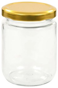 Βάζα Μαρμελάδας 48 τεμ. 230 ml Γυάλινα με Χρυσά Καπάκια - Χρυσό