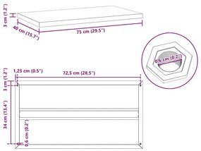 ΡΑΦΙΑ ΤΟΙΧΟΥ 2 ΤΕΜ. ΑΣΗΜΙ 75X40X3 ΕΚ. ΑΝΟΞΕΙΔΩΤΟ ΑΤΣΑΛΙ 30281