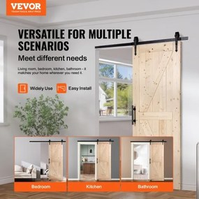 VEVOR Barn Door and Hardware Kit 30&quot; x 84&quot; Wood Sliding Barn Door Kit Smoothly