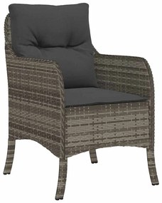 vidaXL Σέτ φαγητού για κήπο με μαξιλάρι 5 pcs Γκρι Πολυ ράταν