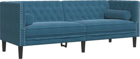 vidaXL Καναπές Διθέσιος Chesterfield με Στηρίγματα Μπλε Βελούδο