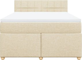 vidaXL Κρεβάτι Boxspring με Στρώμα Κρεμ 140x200 εκ. Υφασμάτινο