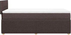 vidaXL Κρεβάτι Boxspring με Στρώμα Σκούρο Καφέ 90x200 εκ. Υφασμάτινο