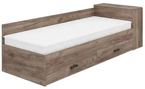 Κρεβάτι μονό MIA με αποθηκευτικό χώρο, 2 συρτάρια, μπαούλο 86x65x30cm και στρώμα 82x190cm, Tabacco 86x75x191cm-GRA003