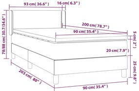 vidaXL Κρεβάτι Boxspring με Στρώμα Taupe 90x200 εκ. Υφασμάτινο