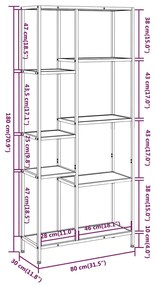 vidaXL Βιβλιοθήκη 80 x 30 x 180 εκ. από Ατσάλι και Επεξεργασμένο Ξύλο