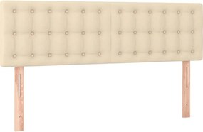vidaXL Κρεβάτι Boxspring με Στρώμα Κρεμ 140x200 εκ. Υφασμάτινο