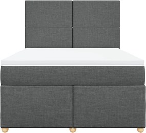 vidaXL Κρεβάτι Boxspring με Στρώμα Σκούρο Γκρι 140x200 εκ Υφασμάτινο