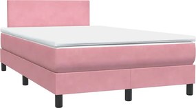 vidaXL Box Spring κρεβάτι με στρώμα ροζ 120x220 cm Βελούδινο