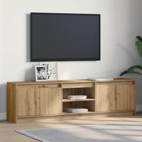 vidaXL Ντουλάπι TV με φώτα λωρίδας LED με αποθήκευση με πόρτα Καφέ 182 x 34 x 50 εκ.