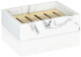 Σαπουνοθήκη Modern AH-BA68121 13x10x3cm Marble Effect White-Gold Andrea House Ατσάλι,Polyresin