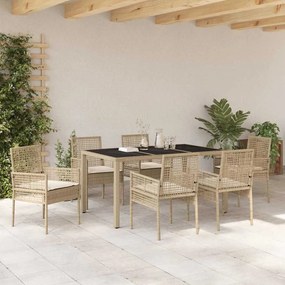 vidaXL Σέτ φαγητού για κήπο 7 pcs Μπεζ 150 x 90 x 75 cm