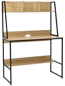 Intrahome Γραφείο εργασίας Herbey Intrahome με ράφια σε oak απόχρωση με πόδι μαύρο μέταλλο 100x48x139εκ | SKU: INTRAPA-486111122