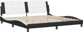vidaXL Σκελετός Κρεβατιού Χωρίς Στρώμα Zadar Μαύρο/Λευκό 200x200εκ.Συνθ. Δέρμα