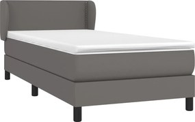 vidaXL Κρεβάτι Boxspring με Στρώμα Γκρι 80 x 200 εκ. Συνθετικό Δέρμα