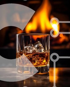 Σετ των 2 Intra Συλλεκτικό Ξύλινο Παζλ Plywood 4mm - Ποτήρι ουίσκι με πάγο μπροστά στο τζάκι Σε Ξύλινο Κουτί - Διαστάσεις: 10x10 cm – 25 κομμάτια