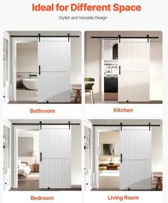 VEVOR Sliding Barn Door with Hardware Kit 1067 x 2134mm MDF Panel PVC Surface
