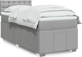 vidaXL Κρεβάτι Boxspring με Στρώμα Ανοιχτό Γκρι 100x200 εκ. Υφασμάτινο