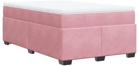 vidaXL Κρεβάτι Boxspring με Στρώμα Ροζ 120x190 εκ. Βελούδινο