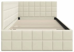 vidaXL Κρεβάτι Γωνίας με κεφαλάρι Κρεμ 90 x 200 cm Βελούδο