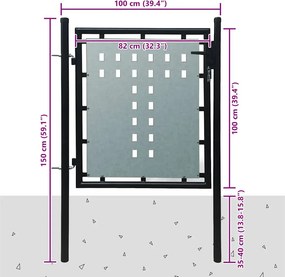 vidaXL Πόρτα με Μονή Πόρτα Μαύρη 100x100 εκ.