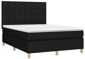 vidaXL Κρεβάτι Boxspring με Στρώμα &amp; LED Μαύρο 140x190 εκ. Υφασμάτινο