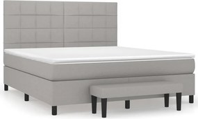 vidaXL Κρεβάτι Boxspring με Στρώμα Αν. Πράσινο 160x200εκ Υφασμάτινο