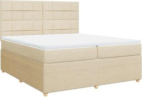 vidaXL Κρεβάτι Boxspring με Στρώμα Κρεμ 200x200 εκ. Υφασμάτινο