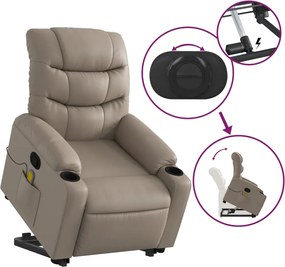 vidaXL Πολυθρόνα Μασάζ Ανακλινόμενη με Ανύψωση Καπουτσίνο Συνθ. Δέρμα