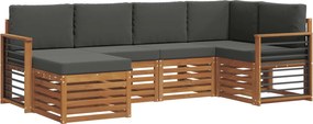 vidaXL Σαλονάκι Γωνιακού Καναπέ με μαξιλάρι 6 pcs Φυσικό και Ανθρακί