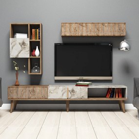 Σύνθεση Τηλεόρασης Καρυδί / Λευκό GAFLIE 180x35x40