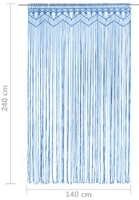 vidaXL Κουρτίνα Μακραμέ Μπλε 140 x 240 εκ. Βαμβακερή