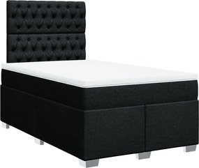 vidaXL Κρεβάτι Boxspring με Στρώμα Μαύρο 120x200 εκ. Υφασμάτινο