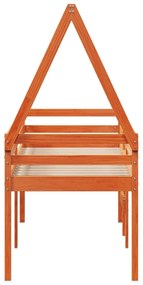 vidaXL Κρεβάτι Υπερυψωμένο με Οροφή Καφέ 75x190 εκ. Μασίφ Ξύλο Πεύκου