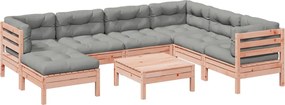 vidaXL Καναπές Κήπου Σετ 8 Τεμ. Μασίφ Ψευδοτσούγκα Ελάτης Μαξιλάρια