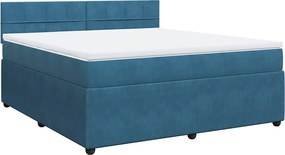 vidaXL Κρεβάτι Boxspring με Στρώμα Μπλε 180x200 εκ. Βελούδινο