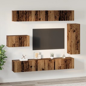 vidaXL Σετ Καθισμάτων Τηλεόρασης 8 pcs Παλιό ξύλο 30.5 x 30 x 90 cm