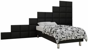 Κρεβάτι continental Logan 106, Μονόκλινο, Continental, Μαύρο, 120x200, Οικολογικό δέρμα, Τάβλες για Κρεβάτι, 360x200x180cm, 92 kg, Στρώμα: Ναι