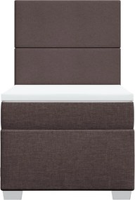 vidaXL Κρεβάτι Boxspring με Στρώμα Σκούρο Καφέ 90x200 εκ. Υφασμάτινο